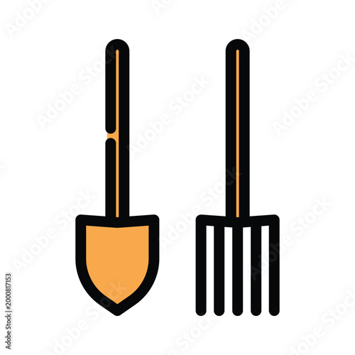 Shovel and fork icon design template
