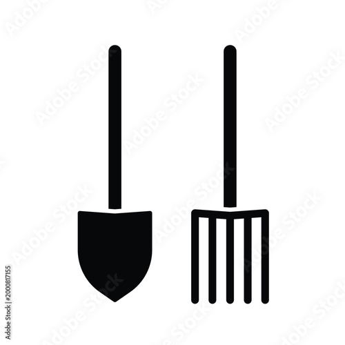 Shovel and fork icon design template
