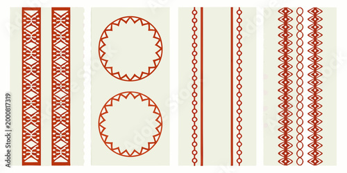 four decorative frames with varied red patterns on cream background high quality professional detailed modern