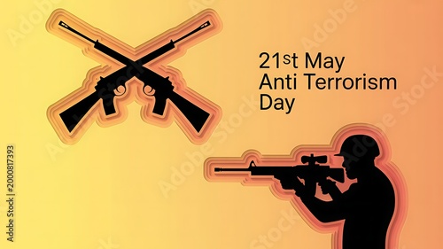 Anti terrorism day poster with soldier and crossed rifles