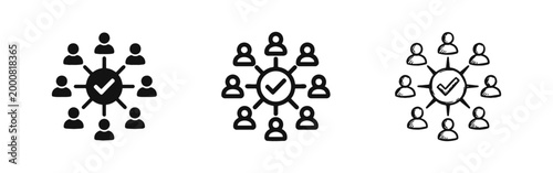 Team Collaboration and Approved Leader Icon Set in Solid, Outline, and Hand-Drawn Styles