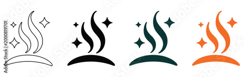 Set of minimalist aroma icons with transparent background depicting pleasant fragrance symbols fresh scent indicators clean air and wellness concepts vector illustration, simple line style design for 