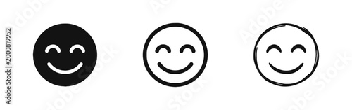 Happy Smiling Face Emoticon Icons for Positive Mood Expression