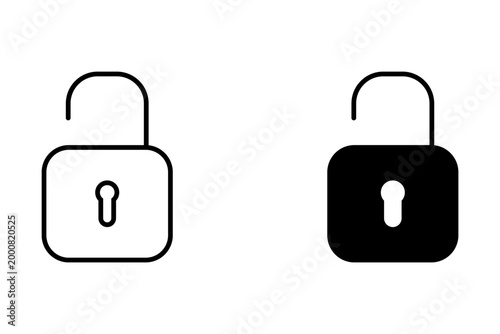 Lock icon set. Padlock open and closed. Locked and unlocked icon. Security symbol. Vector illustration.