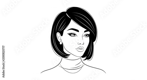 Stylized Portrait of a Woman with Bob Haircut.