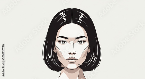 Stylized Portrait of a Woman with Bob Haircut.