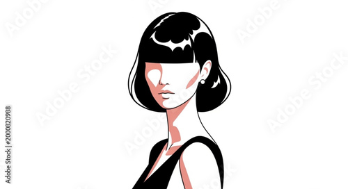 Stylized Portrait of a Woman with Bob Haircut.