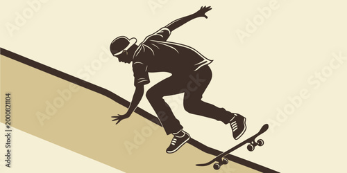 Photos Skateboarder silhouette performing a trick on a ledge with skateboarding skatebo