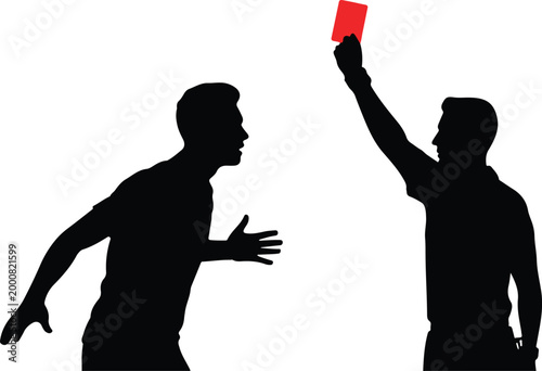 Referee showing red card in soccer game