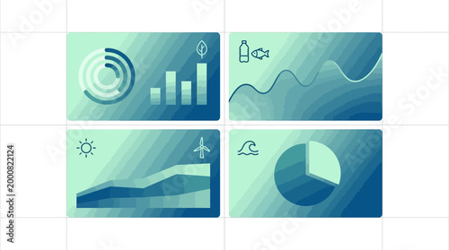 Comprehensive Modular ESG & Ocean Impact Analytics Dashboard System for environmental sustainability, showing data visualizations of ecological performance and trends across various sectors