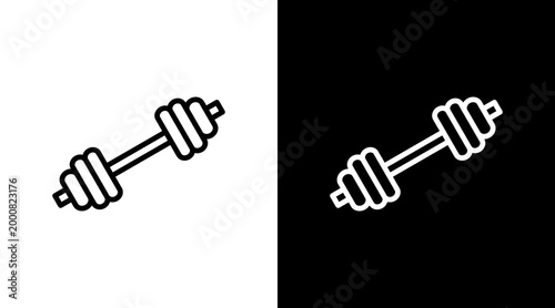 Barbell White Icon Set Design