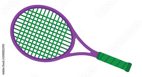 Fotografía tennis racket with purple frame and green strings