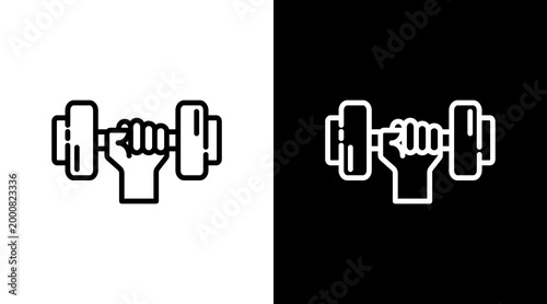 Hand Weights White Icon Set Design