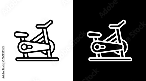 Exercise Bike White Icon Set Design