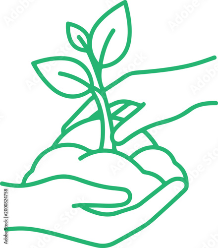 A simple hand-drawn sprout emerging from soil with delicate leaves Vector, illustration