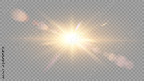 Vector transparent sunlight special lens flare light effect.	