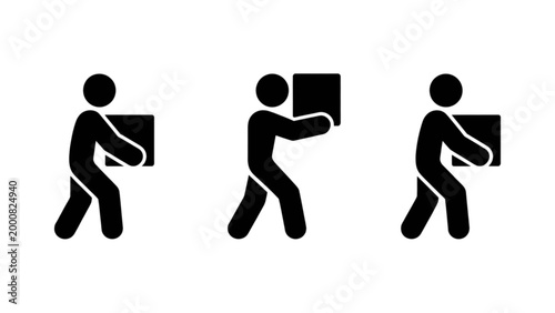 Bild auf Leinwand Person carrying box walking with delivery or moving concept Vector