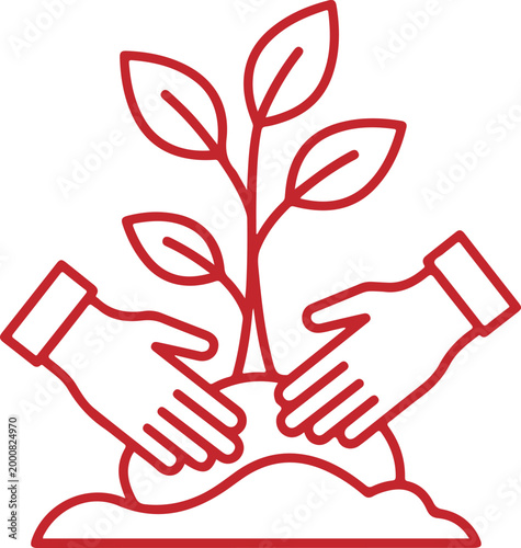Collaborative hands nurturing a plant symbolizing growth and partnership Vector, illustration