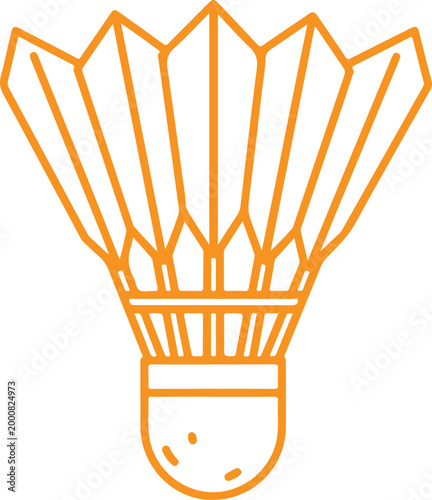 Badminton shuttlecock with intricate weave details and bright outline Vector, illustration