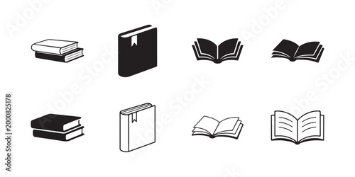 Book Icons Set, Education Library Vector Line Art, Isolated Minimal.