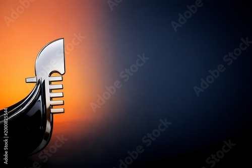 The Golden Gondola Prow with Copy Space for Text  