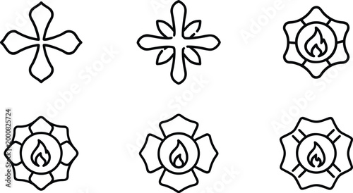 Firefighter and Emergency Service Emblem Icon Set