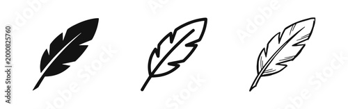 Quill Pen Feather Icon Set - Writing, Literature and Calligraphy Symbols