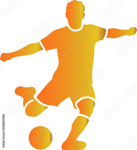 Dynamic soccer player in mid-kick action with ball Vector, illustration