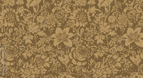 Vintage floral seamless pattern with colorful flowers and leaves