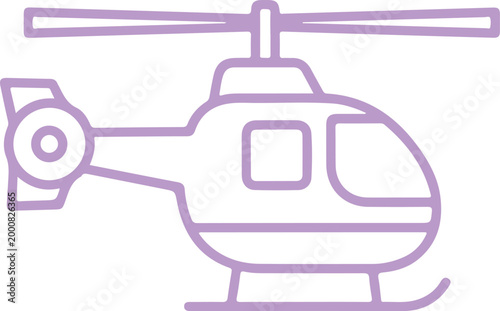 Simple line drawing of a helicopter in flight Vector, illustration