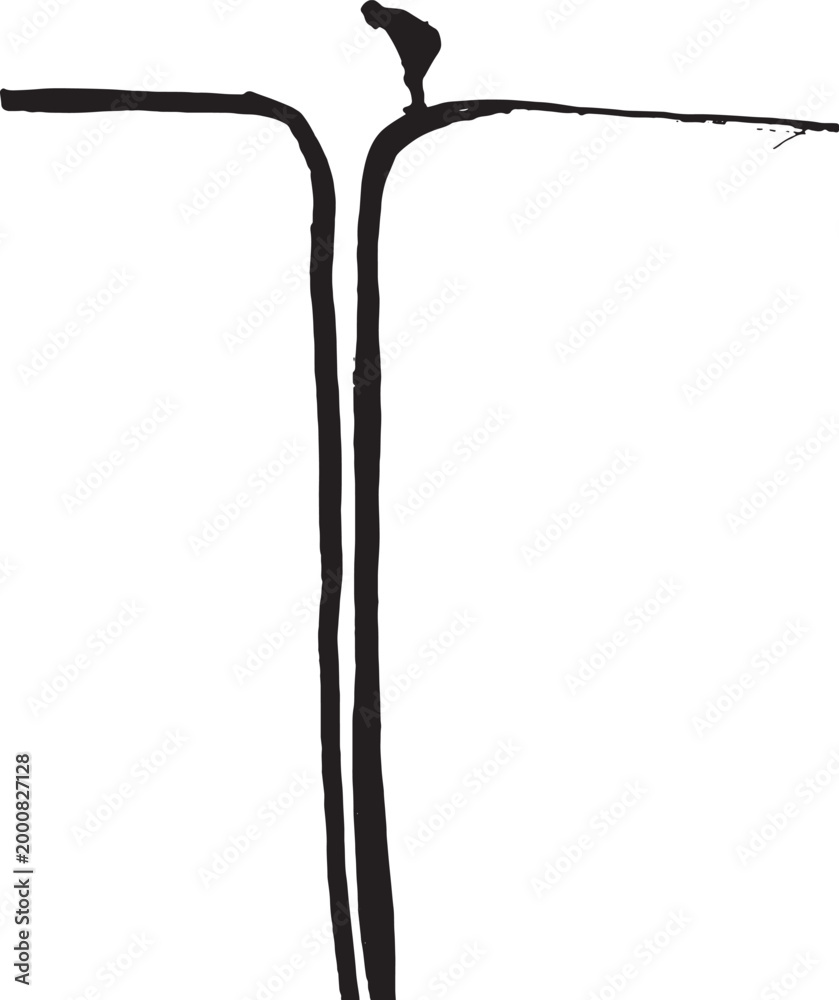 Obraz premium vector,Marker drawing of a man looking through a hole in the ground