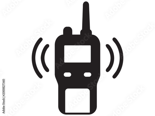 Black radio walkie talkie vector graphic icon