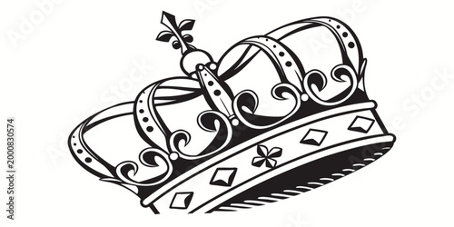 Fotografía Elegant royal crown icon black and white illustration with monarchy sovereign or