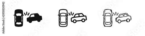 Car Accident and Vehicle Collision Icon Set with Insurance and Safety Concepts