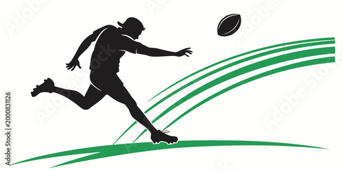 American football player kicking ball graphic silhouette with football silhouette american training exercise competition professional equipment activity performance strength illustration