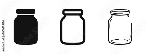 Vászonkép Glass Mason Jar Icons - Minimalist Storage and Preservation Symbols