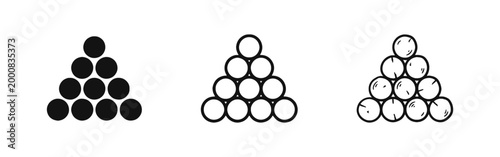 Billiard Balls Stack Icon Set in Solid Outline and Sketch Styles