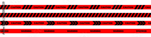 Red warning tapes set. Safety tape. Barrier tape. Caution tapes. Vector scalable graphics
