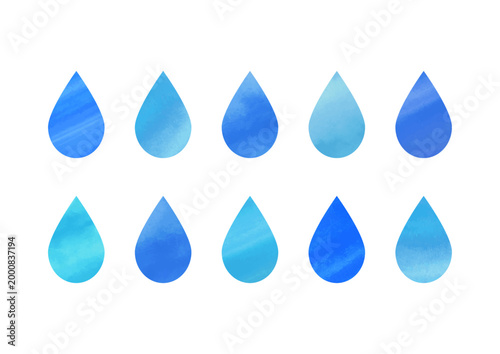 青色の鮮やかな水彩テクスチャの水滴素材