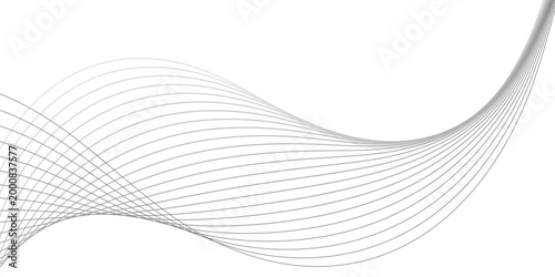 Abstract gray wave lines on transparent background. Digital frequency track equalizer. Vector illustration of style curves used for banners, templates and wallpapers.