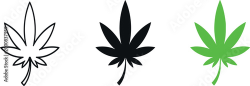 Leaf Icon Set with Different Styles for Nature, Environment, and Green Energy Applications in Digital Design