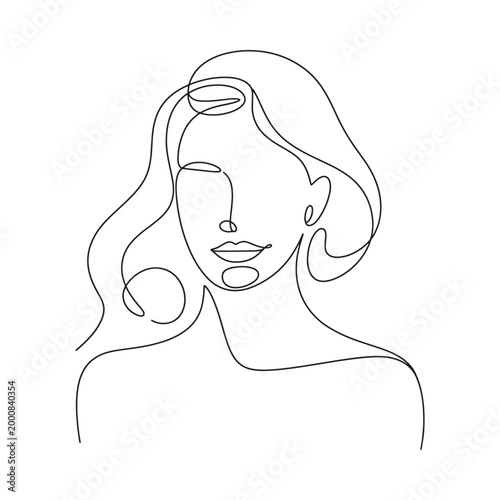 Woman s face line drawing minimalist continuous one line art