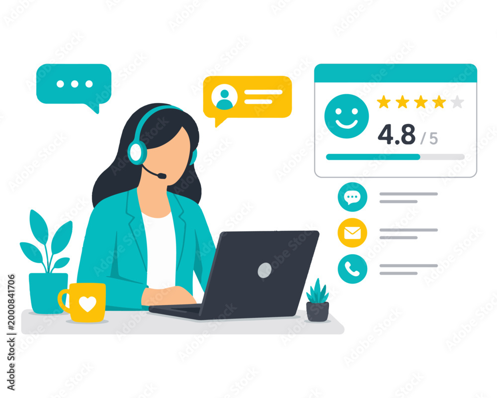 Fototapeta premium Customer Support Agent Service Dashboard Illustration