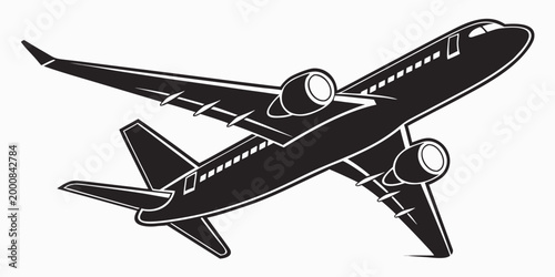 Obraz na płótnie Commercial passenger jet airplane takeoff silhouette with airplane passenger air