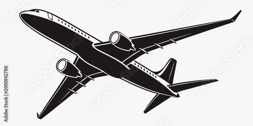 Fotografie Commercial jet airplane climbing vector graphic illustration with airplane comme