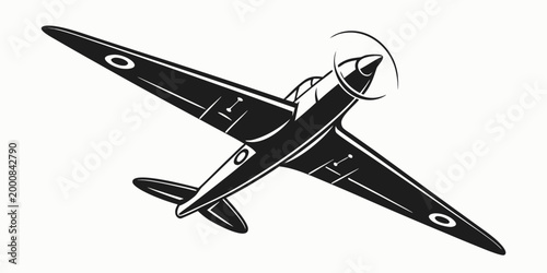 Foto Vintage warplane propeller aircraft illustration graphic with airplane warplane