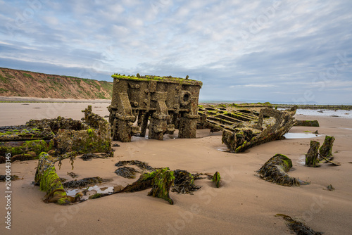 Stones on the beach and the ST Pasages Shipwreck between Ballasalla and Sartfield, Isle of Man