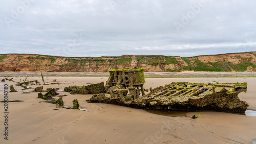 Stones on the beach and the ST Pasages Shipwreck between Ballasalla and Sartfield, Isle of Man