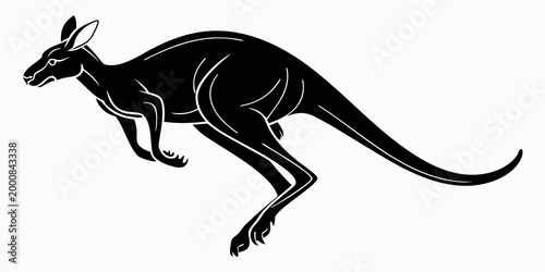 Graphic icon of a wild kangaroo in motion with kangaroo silhouette wildlife australian marsupial bounding isolated movement creature wilderness australia symbolic stylized illustration