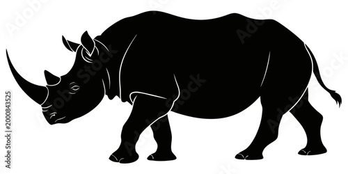Minimalist rhinoceros silhouette design with graphic design rhinoceros silhouette minimalist strength endangered creature iconography branding illustration isolated artistic majestic